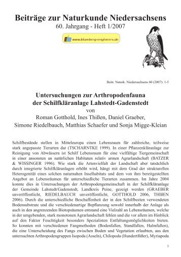 Beiträge zur Naturkunde Niedersachsens