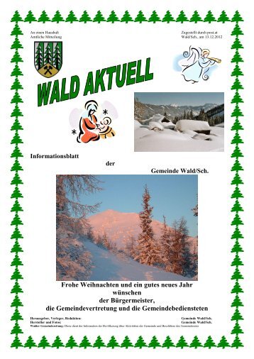 Informationsblatt der Gemeinde Wald/Sch. Frohe Weihnachten und ...