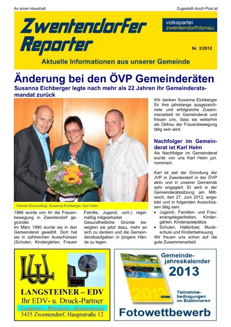 Zwentendorfer Reporter 2/2012 - Oevp Zwentendorf