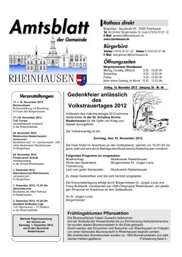 Gedenkfeier anlässlich des Volkstrauertages 2012 - Gemeinde ...