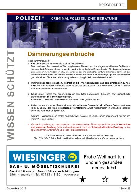 Gemeindezeitung Dezember 2012 - Gemeinde Krottendorf-Gaisfeld