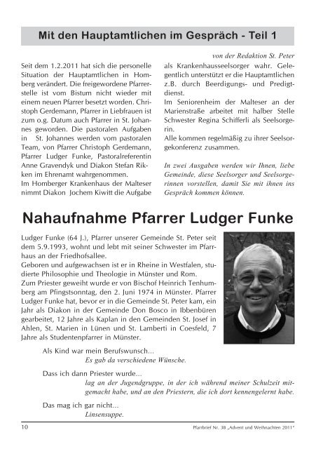 PFARRBRIEF Advent und Weihnachten 2011