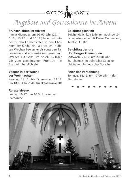 PFARRBRIEF Advent und Weihnachten 2011