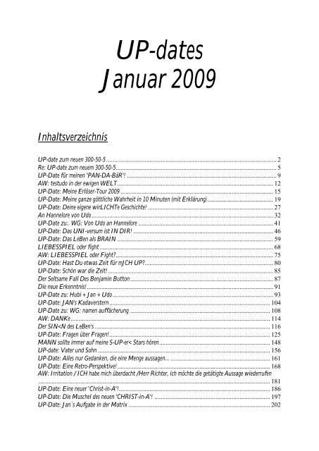 UP-Dates Januar 2009 - Holofeeling