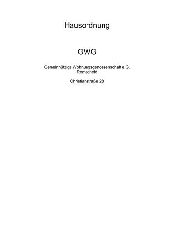 Hausordnung GWG - GWG-Remscheid|Gemeinnützige ...