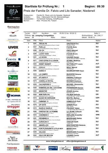 Startliste für Prüfung Nr.: 1 Beginn: 09:30 Preis ... - reitergebnisse.at