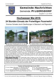 Gemeinde-Nachrichten PILGERSDORF Hochwasser Mai 2010: