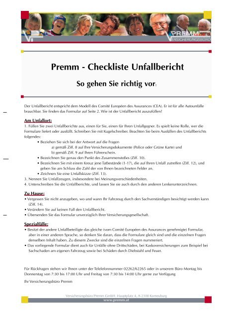 Premm - Checkliste Unfallbericht So gehen Sie richtig vor