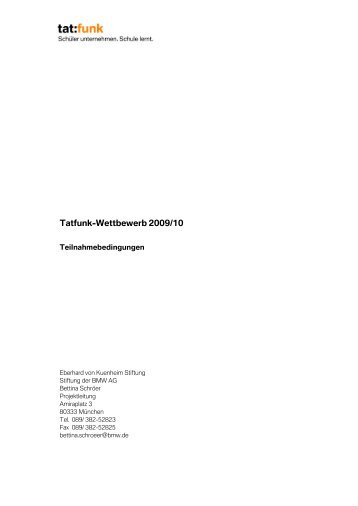 Tatfunk-Wettbewerb 2009/10 - Standardsicherung NRW