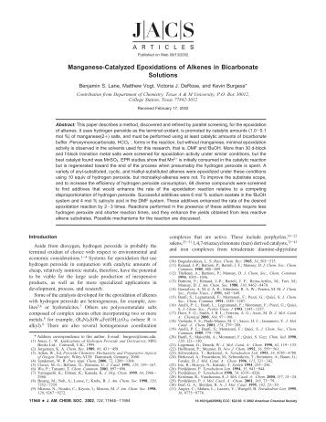 Manganese-Catalyzed Epoxidations of Alkenes in Bicarbonate ...