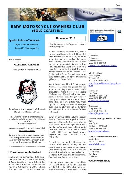 BMW MOTORCYCLE OWNERS CLUB - BMW Touring Club of NSW