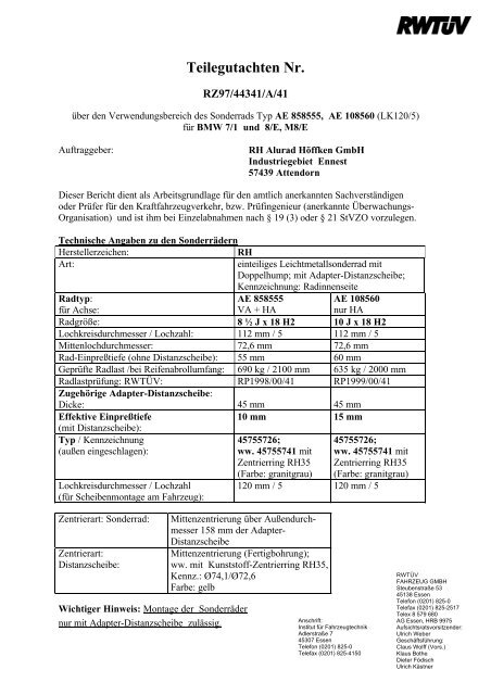 55Parts Special: Teilenummer Etikett passend zum Gutachten für 7,5 La