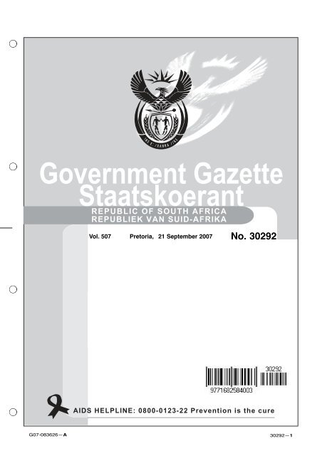 Government Gazette Staatskoerant REPUBLIC OF  - ("