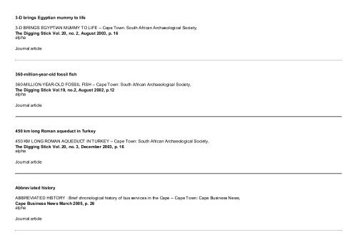 Journal Articles by Author updated July 2012 - SAHRA