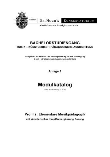 Profil 2: Elementare Musikpädagogik - Dr. Hoch's Konservatorium