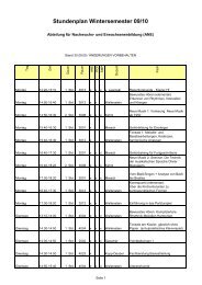 Stundenplan Wintersemester 09/10