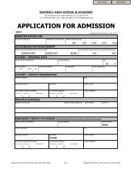 APPLICATION FOR ADMISSION - Bodwell High School