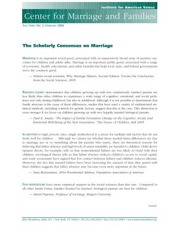 The Scholarly Consensus on Marriage - Institute for American Values