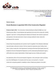 cidb New CEO appointed; March 2012 - Construction Industry ...