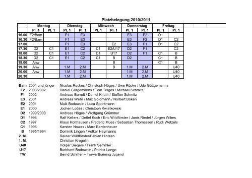 Übergangs-Trainingsplan Juni-Juli 2011