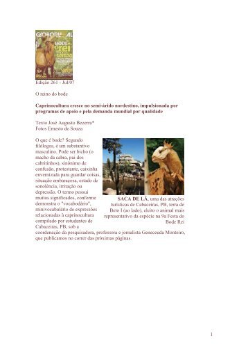 1 Edição 261 - Jul/07 O reino do bode Caprinocultura ... - Kit.net