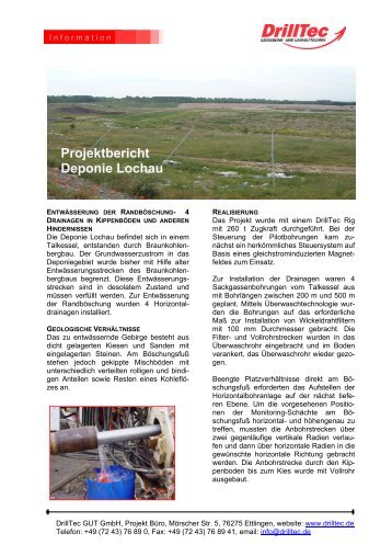Projektbericht Deponie Lochau - DrillTec GUT GmbH
