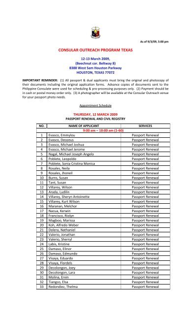 Philippine Consular Outreach Schedule 2022 Consular Outreach Program Texas - Philippine Consulate General In ...