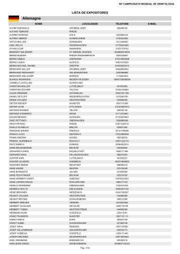 Allemagne - 58º CAMPEONATO MUNDIAL DE ORNITOLOGIA