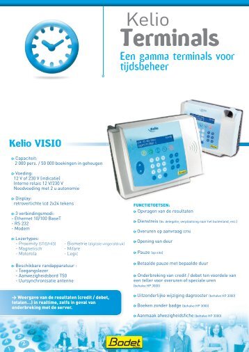 Kelio Boekingsterminals met badge of biometrie - Bodet