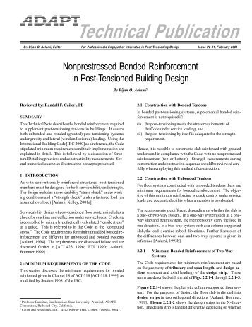Nonprestressed Bonded Reinforcement in Post-Tensioned - ADAPT ...