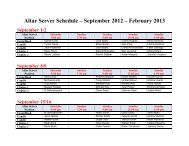 Altar Server Schedule – September 2012 – February 2013