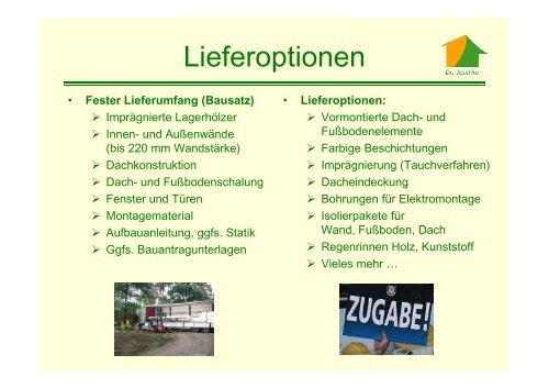 Fester Lieferumfang (Bausatz) - Dr. Jeschke Holzbau