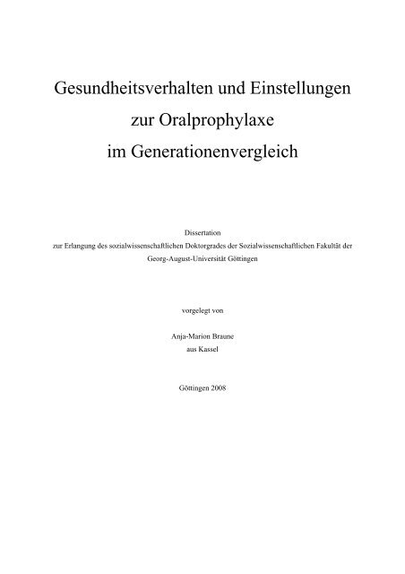 Gesundheitsverhalten Und Einstellungen Zur Oralprophylaxe Im