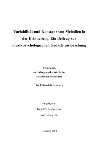 Variabilität und Konstanz von Melodien in der Erinnerung. Ein ...