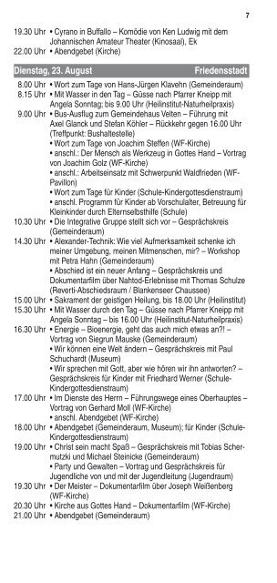 Programmheft zum Kirchentag 2011 - Johannische Kirche