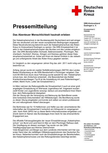 Pressemitteilung - DRK Ortsverein Aichwald