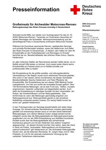 Presseinformation - DRK Ortsverein Aichwald