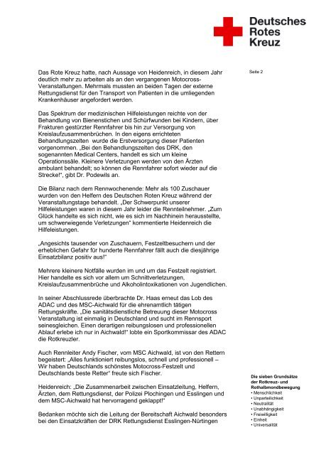 Presseinformation - DRK Ortsverein Aichwald