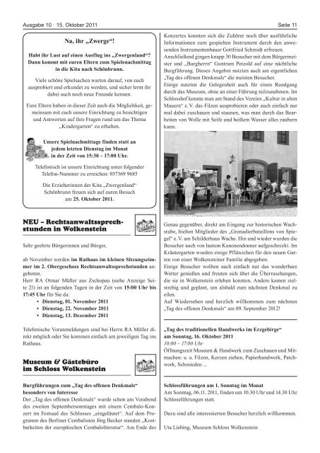 Amtsblatt Oktober 2011 - Stadt Wolkenstein