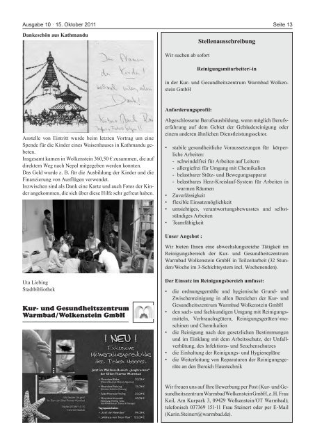 Amtsblatt Oktober 2011 - Stadt Wolkenstein