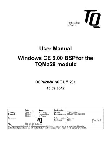 User Manual Windows CE 6.00 BSPfor the TQMa28 ... - TQ Group