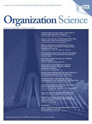 Front Matter (PDF) - Organization Science - Informs