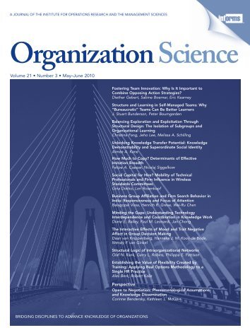 Front Matter (PDF) - Organization Science - Informs