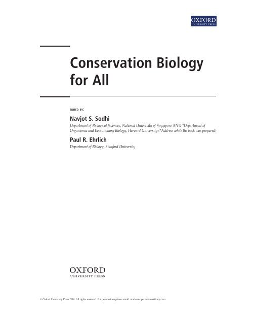 Conservation Biology for All - RJ Dunlap Marine Conservation 