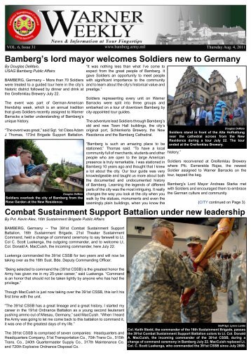 Bamberg's lord mayor welcomes Soldiers new to Germany