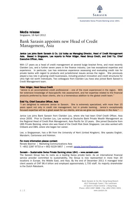 Media Release 18 04 12 Sarasin In Asia