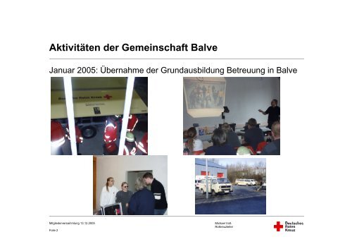 Aktivitäten der Gemeinschaft Balve