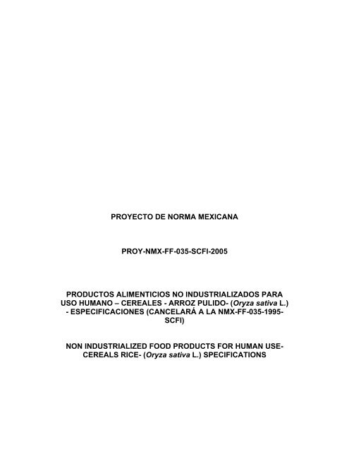 proyecto de norma mexicana proy-nmx-ff-035-scfi-2005 productos ...