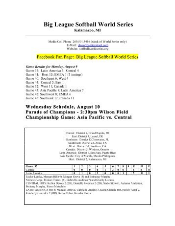 2:30pm Wilson Field Championship Game - Big League Softball ...