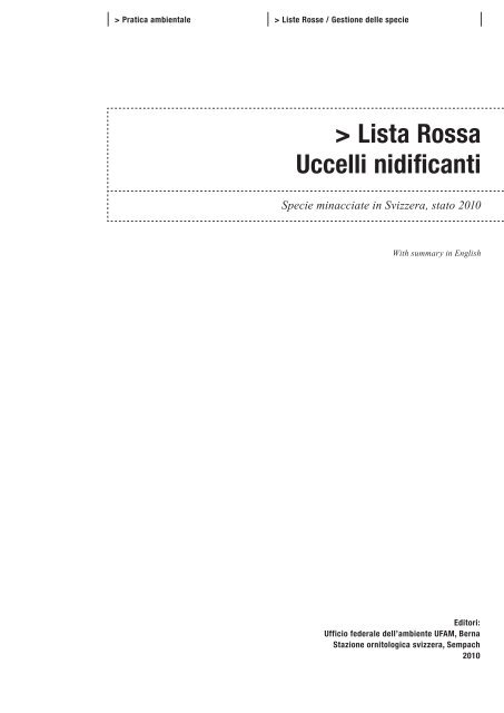 Lista Rossa uccelli nidificanti - admin.ch